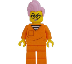 LEGO Bandita s Růžová Vlasy s oranžová Prison Oblek Minifigurka