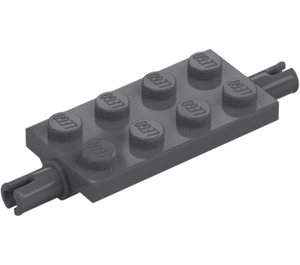 LEGO Tmavě kamenná šedá Deska 2 x 4 s Špendlíky (30157 / 40687)