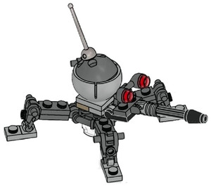 LEGO Trpaslík Pavouk Droid s Dark Stone Šedá Dome a Černá Blaster Minifigurka