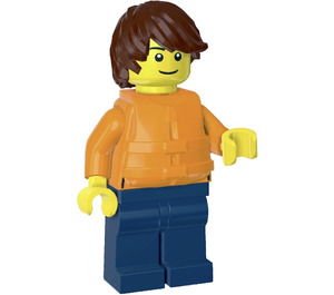 LEGO Muž s oranžová Horní a Záchranná vesta Minifigurka