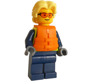 LEGO Policejní důstojník s oranžová Záchranná vesta a Bright Žlutá Vlasy Minifigurka