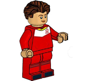 LEGO Fotbal Player, ženský, Červená Uniform, Reddish Hnědá Zvlněný Vlasy Minifigurka