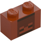 LEGO Kostka 1 x 2 s Pixelováno Minecraft Tvář se spodní trubičkou (3004)