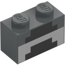 LEGO Kostka 1 x 2 s Minecraft Černá Lines se spodní trubičkou (3004 / 37227)