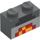 LEGO Kostka 1 x 2 s Minecraft Černá, Červená, a Žlutá Blocks se spodní trubičkou (3004 / 37228)