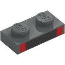 LEGO Deska 1 x 2 s Černá a Červená (3023 / 106728)