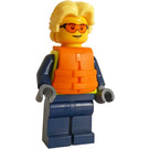 LEGO Policejní důstojník s oranžová Záchranná vesta a Bright Žlutá Vlasy Minifigurka