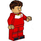 LEGO Fotbal Player, ženský, Červená Uniform, Reddish Hnědá Zvlněný Vlasy Minifigurka