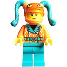 LEGO Stunt Bike Rider, ženský s oranžová/Turquoise Výstroj Minifigurka